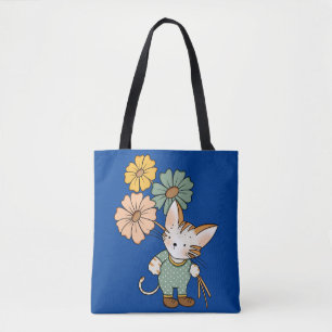 Bolsa Tote Gato Cinto com flores