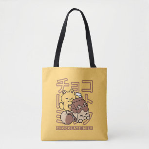 Bolsa Tote Gato Cinto Trilho Chocolate Leite Cartonagem Kawai