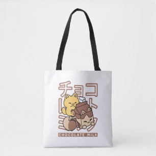 Bolsa Tote Gato Cinto Trilho Chocolate Leite Cartonagem Kawai