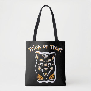 Bolsa Tote Gato Clássico de Halloween   Truque Escuro ou Trat