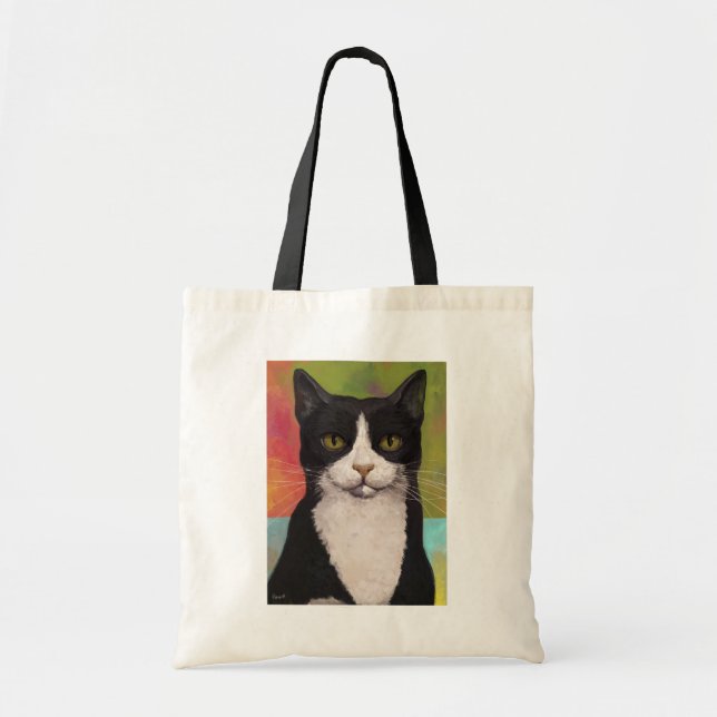 Bolsa Tote Gato colorido do smoking (Frente)