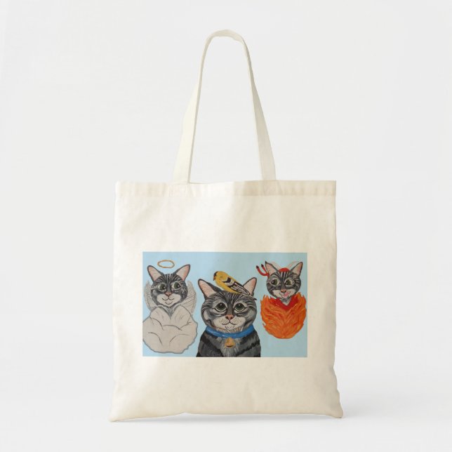 Bolsa Tote Gato com anjo e demônio (Frente)