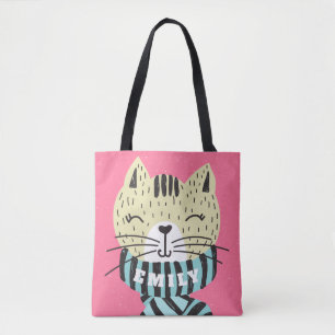 Bolsa Tote gato com cachecol de inverno