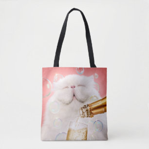 Bolsa Tote Gato Com Champanhe