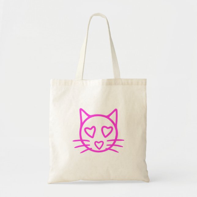 Bolsa Tote Gato com corações rosa (Frente)