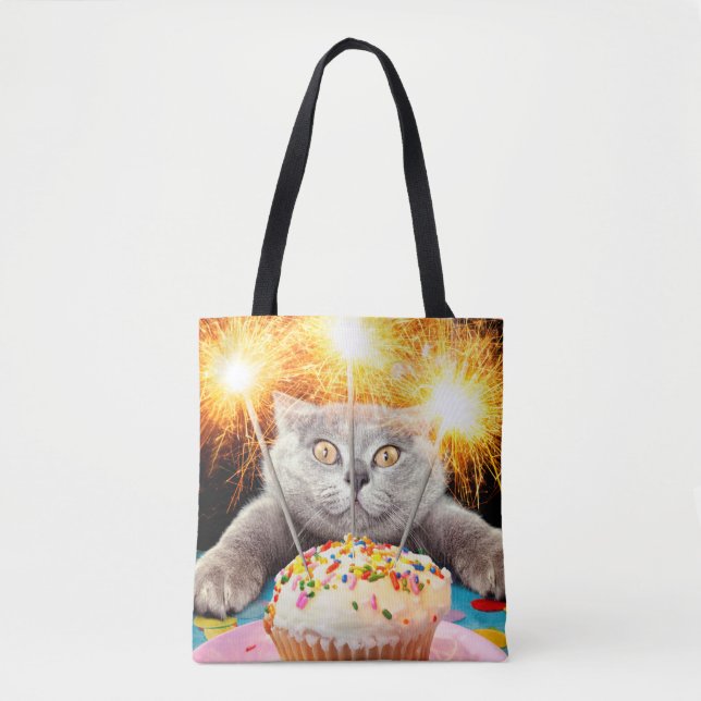 Bolsa Tote Gato com Cupcake (Frente)