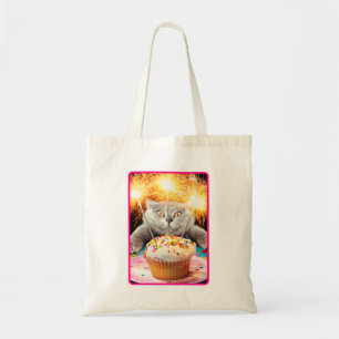 Bolsa Tote Gato com Cupcake Sparkler