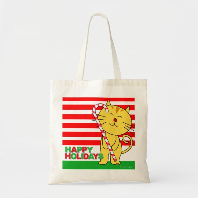 Bolsa Tote Gato Com Feriados De Canas De Candy Bag 1 (Frente)