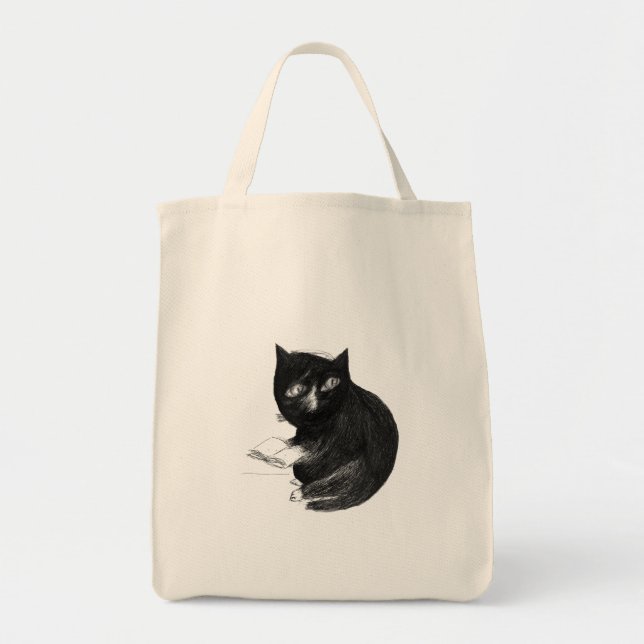 Bolsa Tote Gato com livro (Frente)