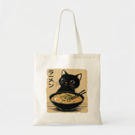 Bolsa Tote Gato comendo ramen
