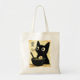 Bolsa Tote Gato comendo ramen
