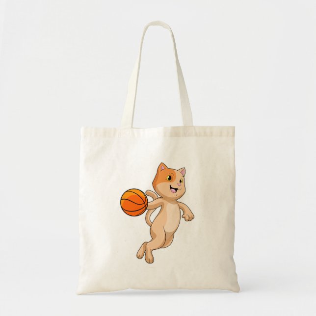 Bolsa Tote Gato como jogador de basquetebol (Frente)