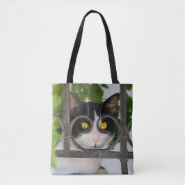 Bolsa Tote Gato curioso com óculos Engraçado no comprador