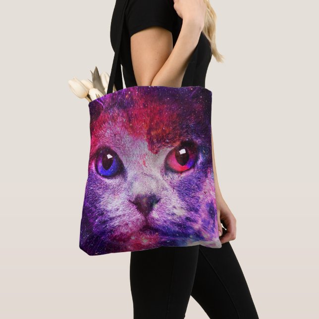 Bolsa Tote Gato da Galáxia Roxa (Close Up)