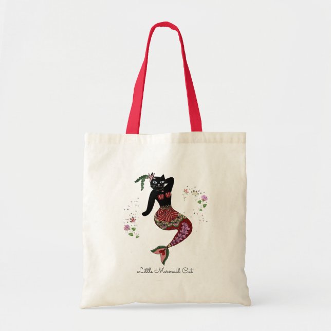 Bolsa Tote Gato da sereia do Pinup (Frente)