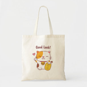 Bolsa Tote Gato da Sorte Maneki Neko Japonês Doodle