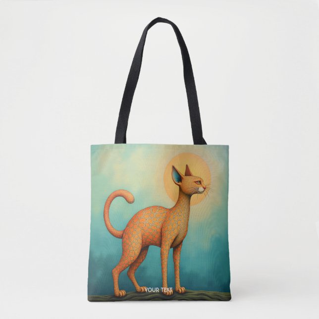Bolsa Tote Gato de Abstrato de Laranja Fantasy (Frente)