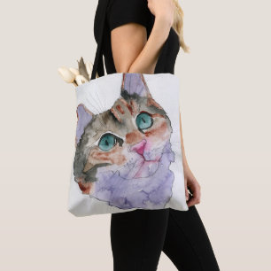 Bolsa Tote Gato de Aquarela