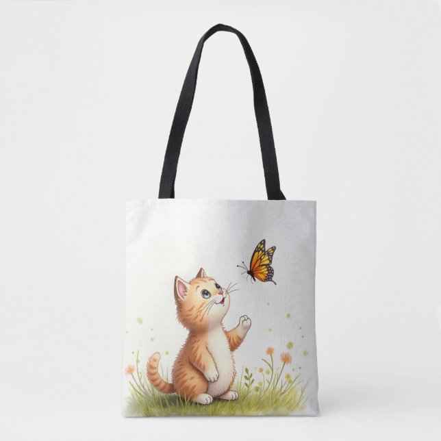 Bolsa Tote Gato de Bebê e Saco de Borboleta (Frente)