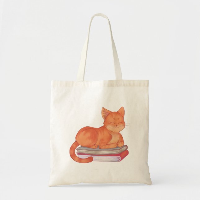 Bolsa Tote Gato de Biblioteca (Frente)