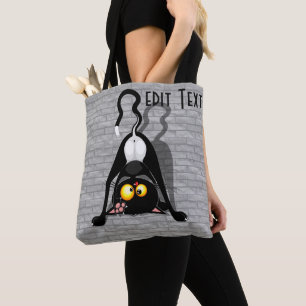 Bolsa Tote Gato de Cabeça para Baixo Personagem de Desenho An