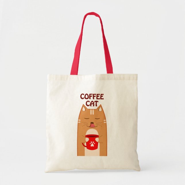 Bolsa Tote Gato de café | (Frente)