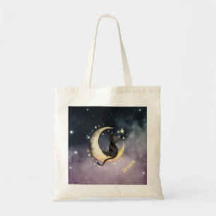 Bolsa Tote Gato de Cartoon Bonito na Lua