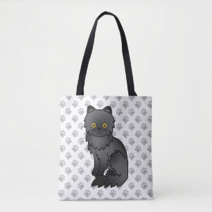 Bolsa Tote Gato de Cartoon e patas em preto-e-branco