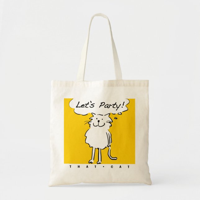 Bolsa Tote Gato de Cartoon Engraçado quer ter uma festa (Frente)