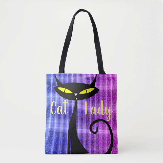 Bolsa Tote Gato de Cartoon sofisticado e elegante (Frente)