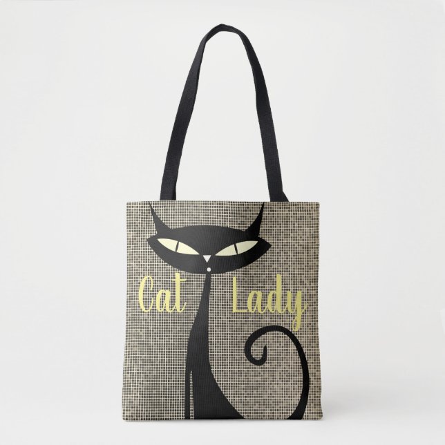 Bolsa Tote Gato de Cartoon sofisticado e elegante (Frente)