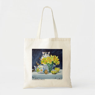 Bolsa Tote Gato de chita atrás da sacola das flores