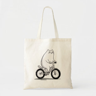 Bolsa Tote Gato de Chubby Bonito Andando de Bicicleta