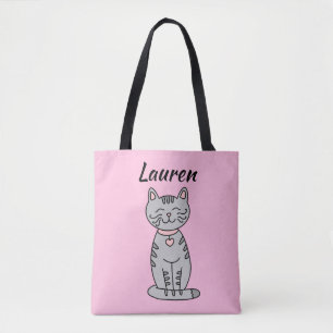 Bolsa Tote Gato de cinza Personalizado 