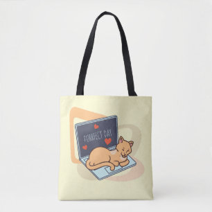 Bolsa Tote Gato de computador adormecido bonito