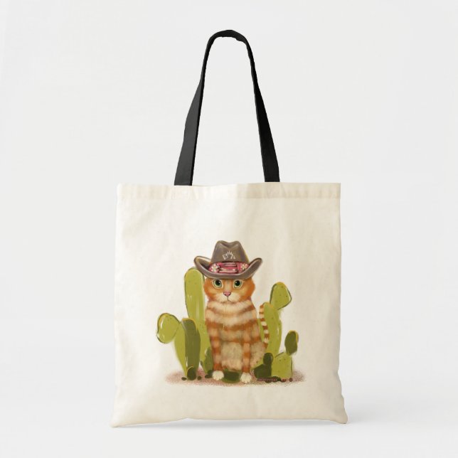 Bolsa Tote Gato de Cowboy engraçado (Frente)