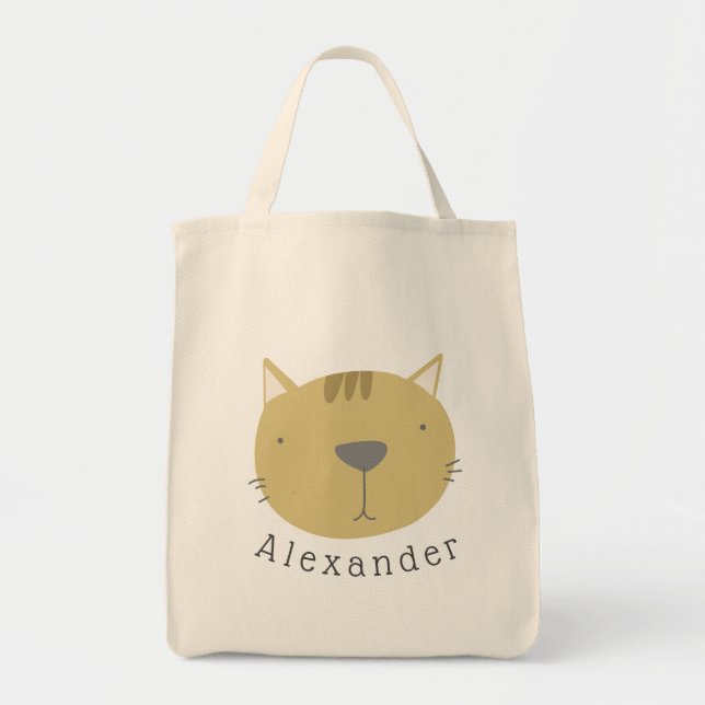 Bolsa Tote Gato de Cuta de Nome Personalizável (Frente)
