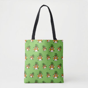 Bolsa Tote Gato de Dia de São Patrício bonitinho com Cartogra