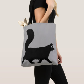Bolsa Tote Gato de Gatinho Preto Andando | Funky Feline Fashi