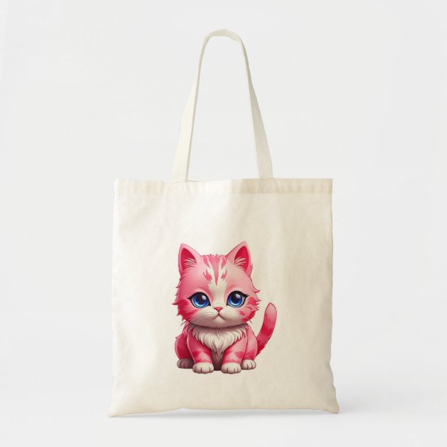 Bolsa Tote Gato de Gatinho Rosa Gelado (Frente)