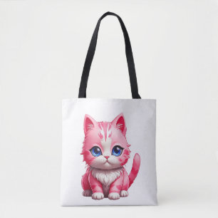 Bolsa Tote Gato de Gatinho Rosa Gelado