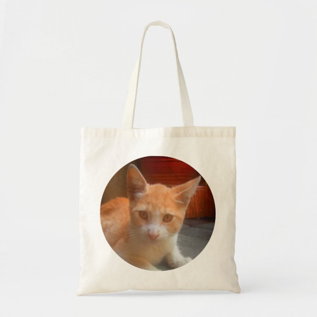 Bolsa Tote Gato De Gato De Gato Laranja E Bonito (Frente)