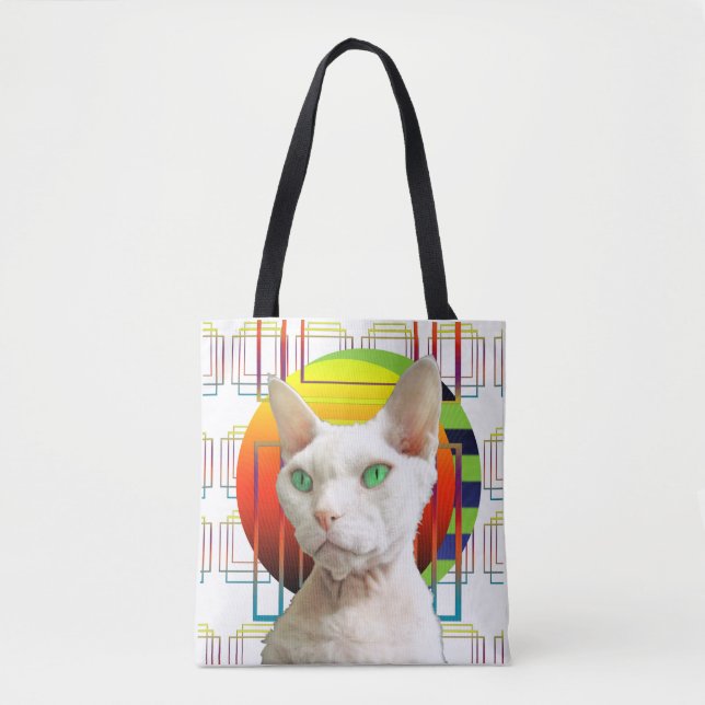 Bolsa Tote Gato de Gato Louco Design Sphynx Gato Devon Rex Ga (Frente)