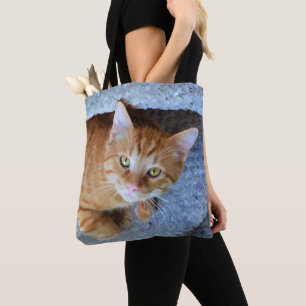 Bolsa Tote Gato de gato malhado alaranjado bonito dos olhos