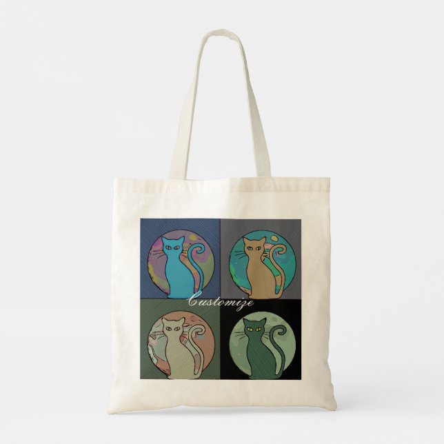 Bolsa Tote Gato De Gato Múltiplos Gatos Sentando Thunder_Cove (Verso)