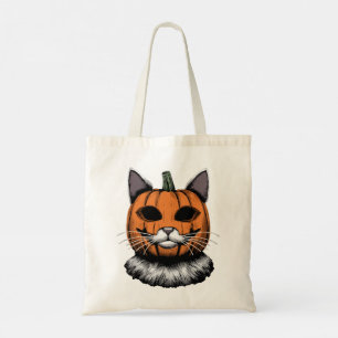 Bolsa Tote Gato de Halloween, Cara de Abóbora