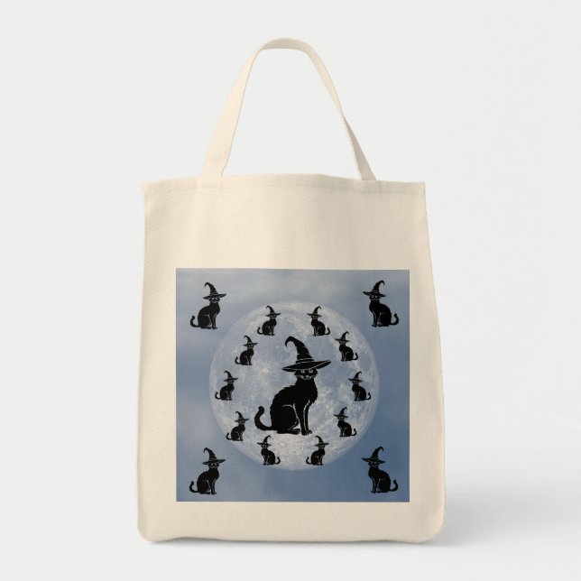 Bolsa Tote Gato de Halloween/Trick ou Tratar (Frente)