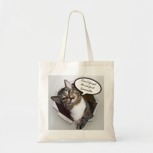 Bolsa Tote Gato de Interrupção Engraçado Personalizado (Frente)