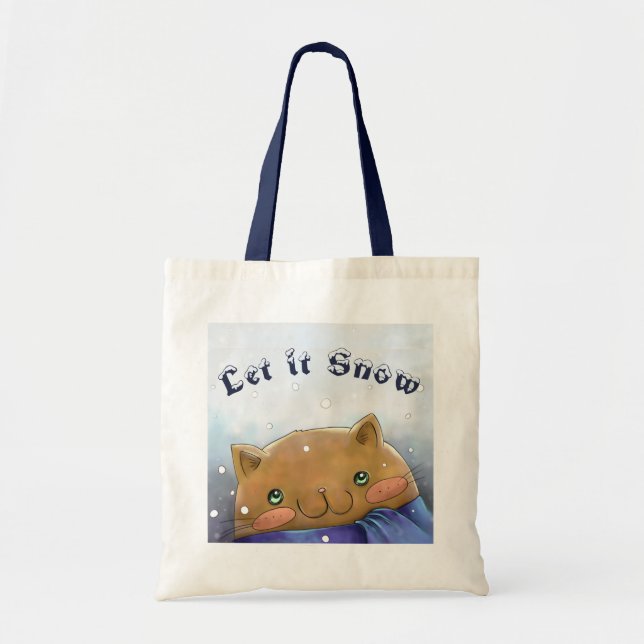 Bolsa Tote Gato de Inverno Deixe Nevar Arte (Frente)