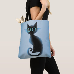Bolsa Tote Gato de Mau de Azul Negro